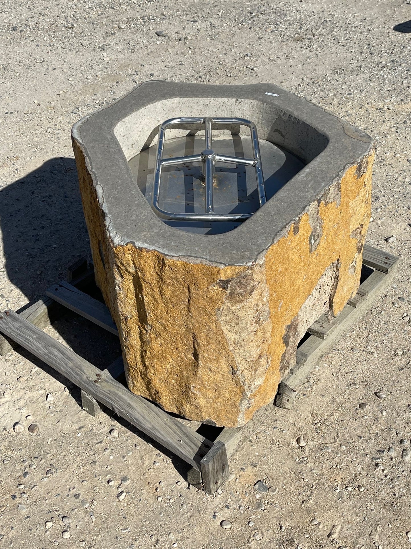 real stone propane or natural gas burning fire pit from Impact imports in Boise, Idaho