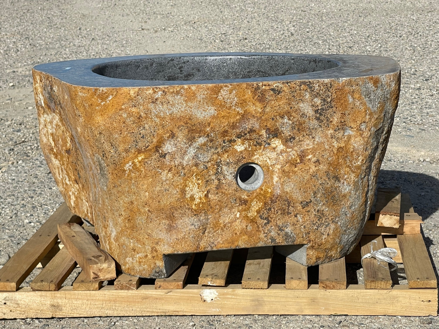 Real rock boulder or stone propane or natural gas burning fire pits from Impact Imports