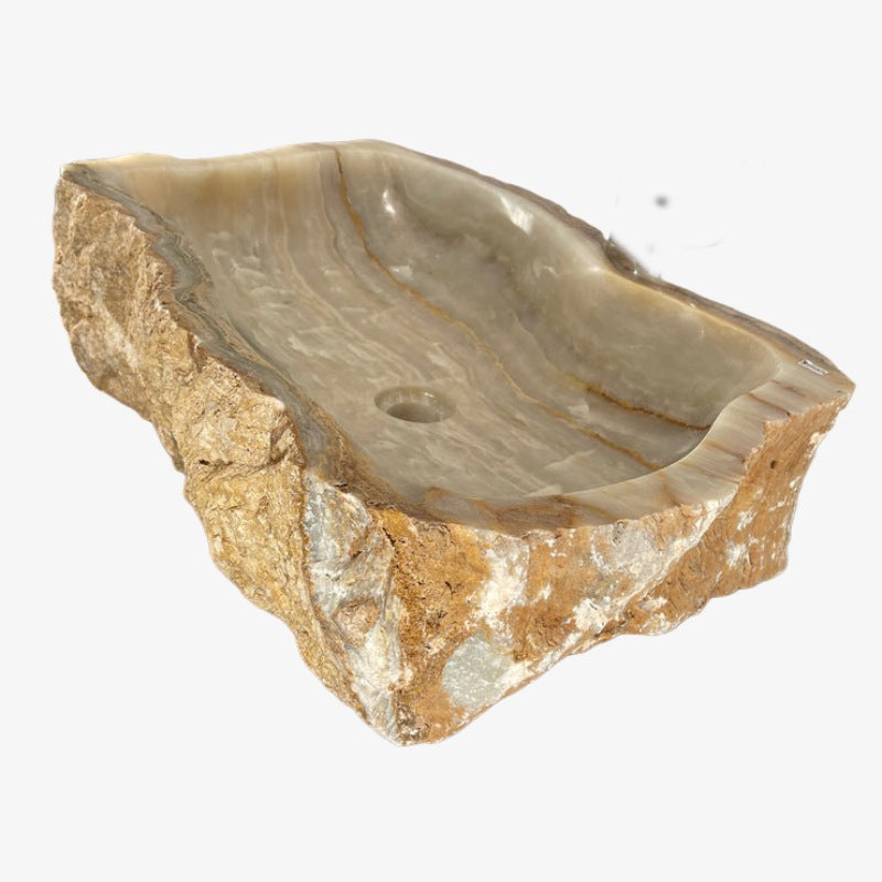 NATURAL STONE VESSEL SINKS HANDCRAFTED FROM ONYX AND MARBLE MATERIAL