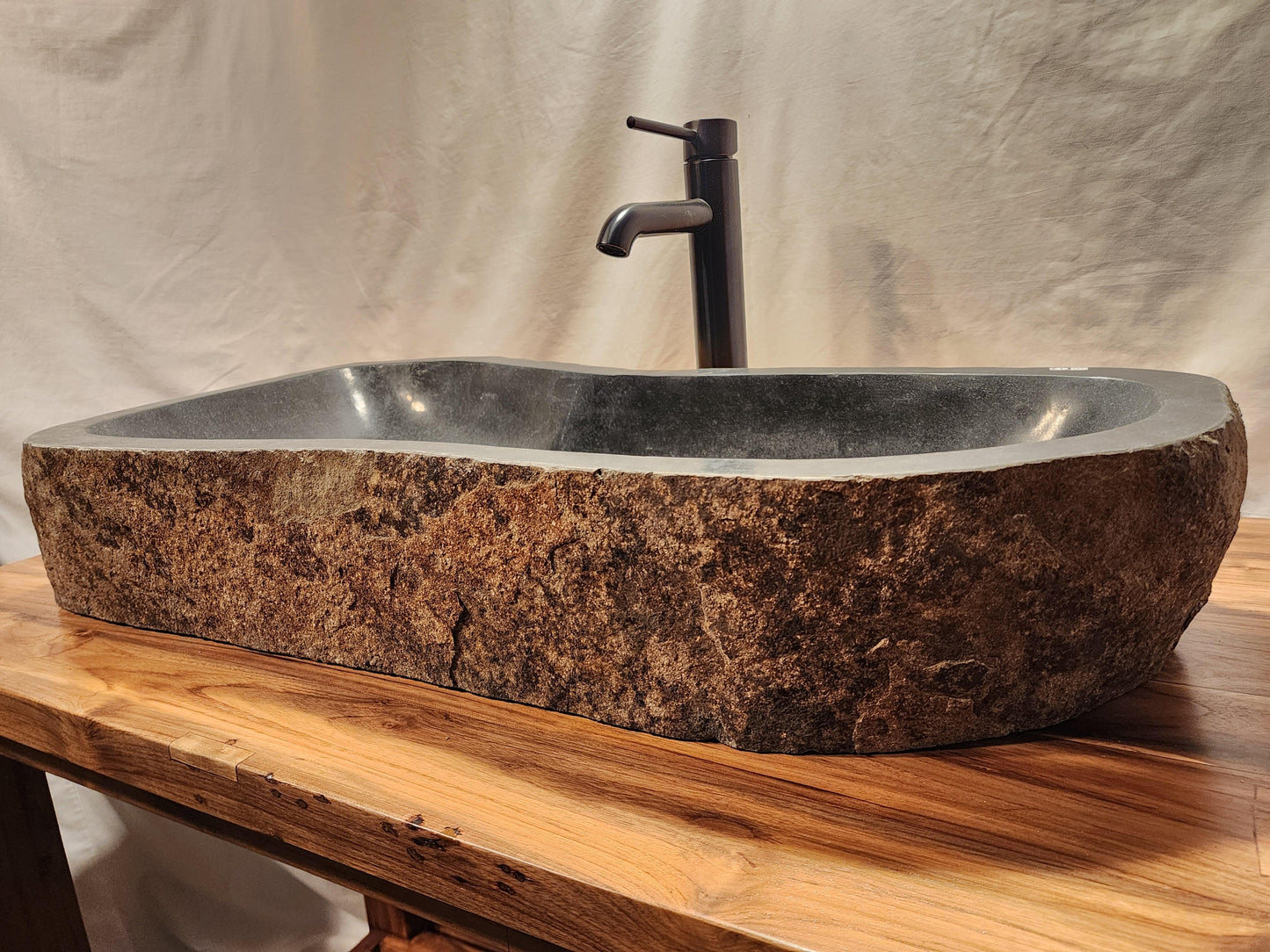 Andesite Natural Stone Vessel Sink Extra Long, ANDXL2 - Impact Imports