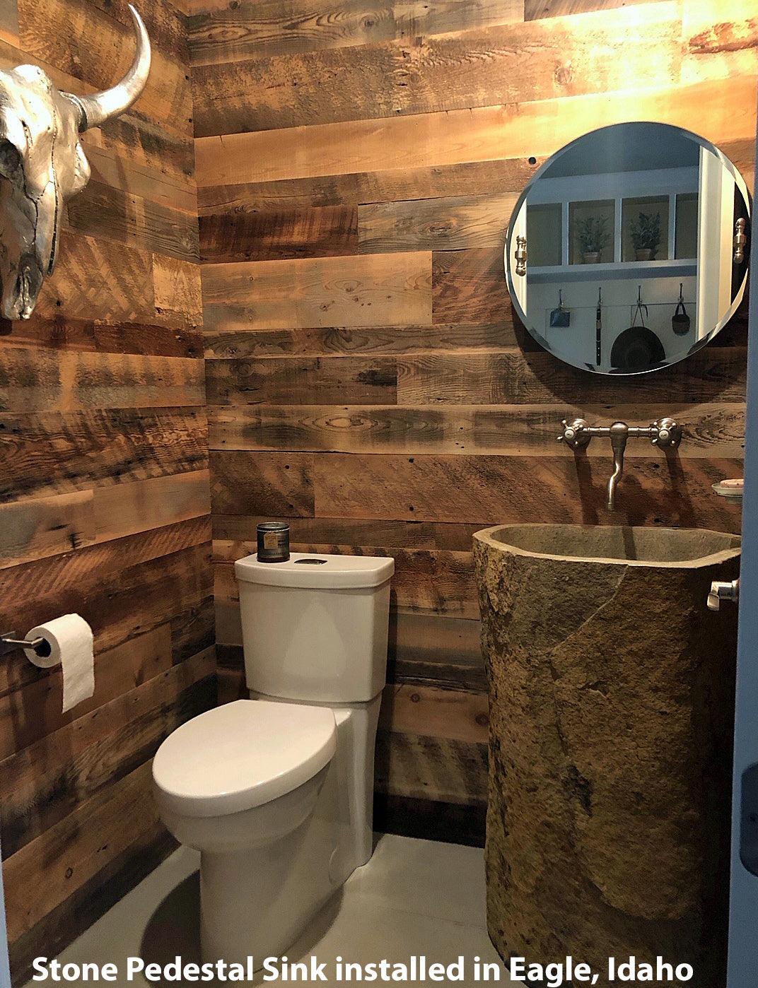 Andesite Stone Pedestal Sink, APED1 - Impact Imports