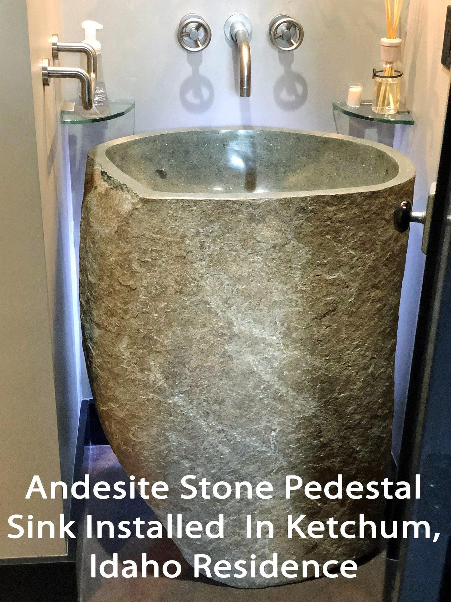Andesite Stone Pedestal Sink, APED1 - Impact Imports