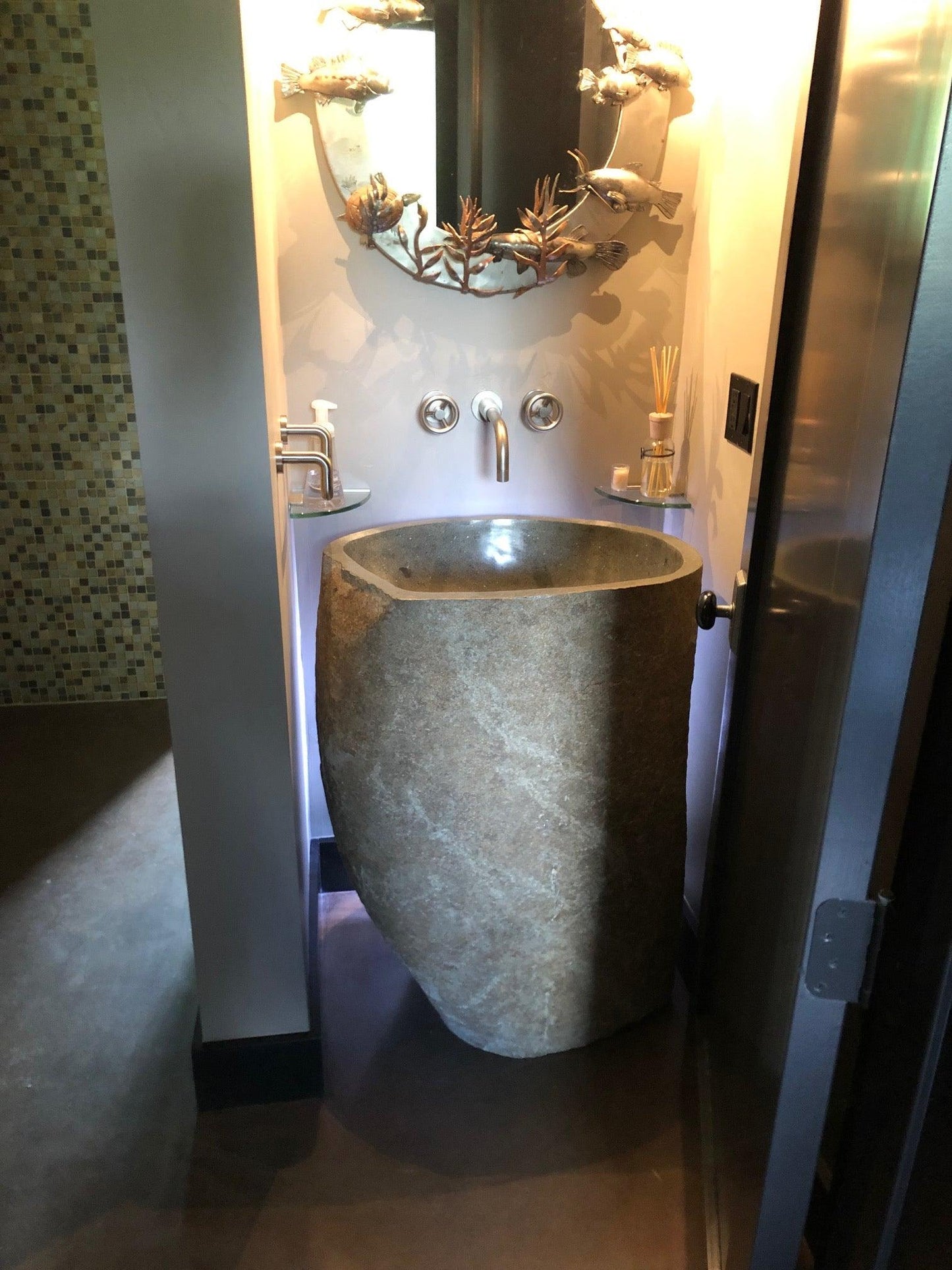 Andesite Stone Pedestal Sink, APED1 - Impact Imports