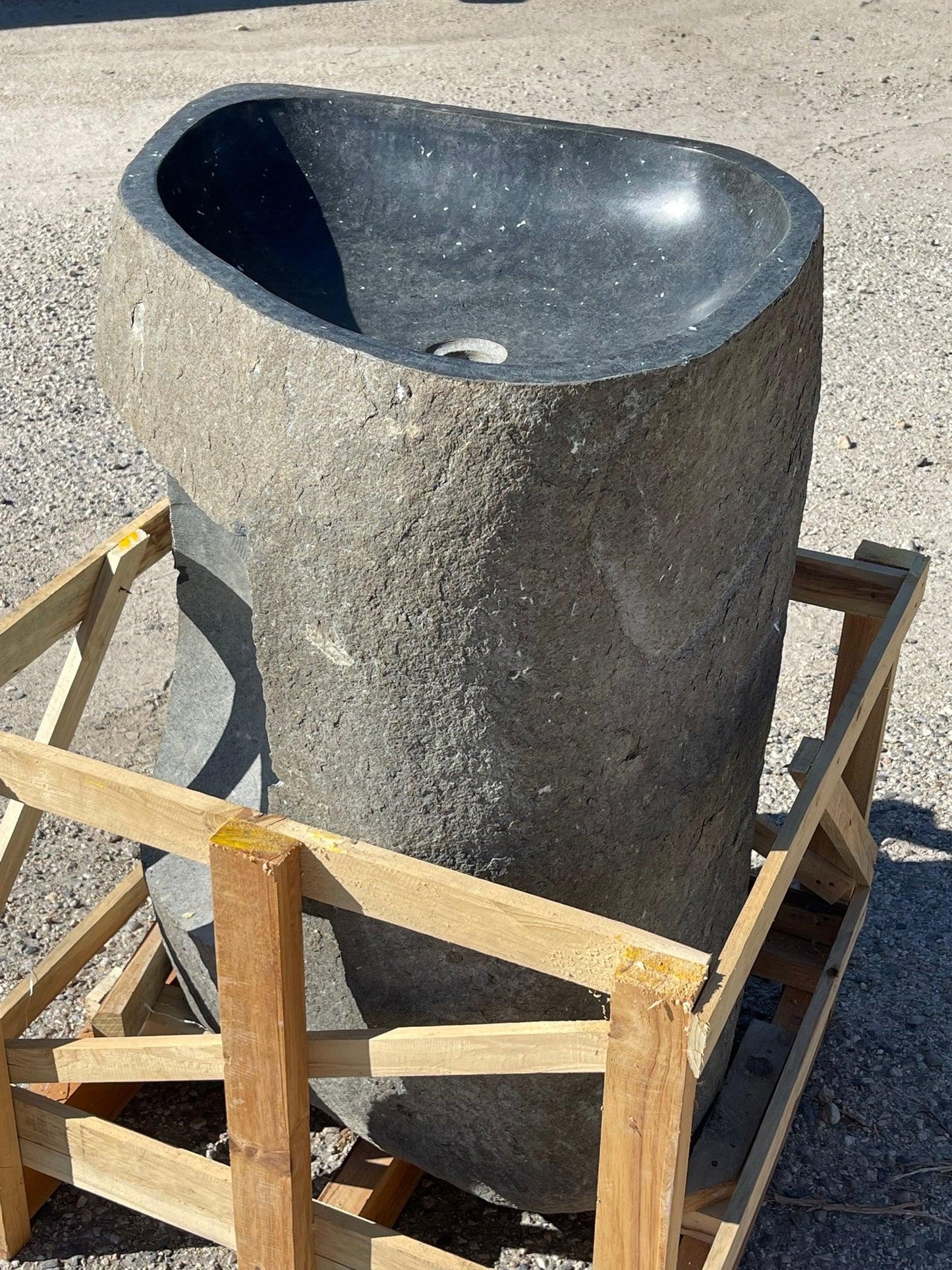 Andesite Stone Pedestal Sink, APED1 - Impact Imports