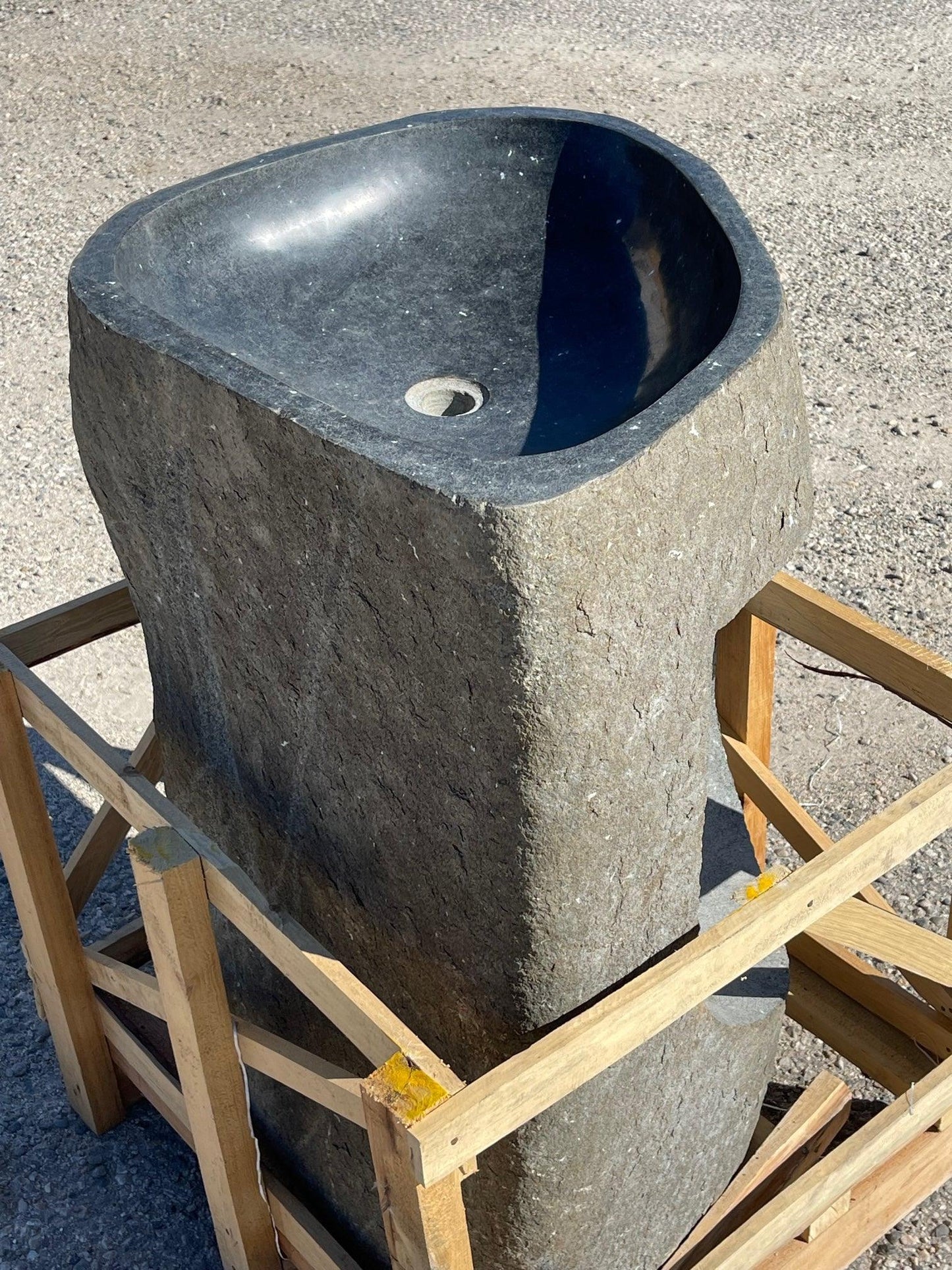 Andesite Stone Pedestal Sink, APED1 - Impact Imports