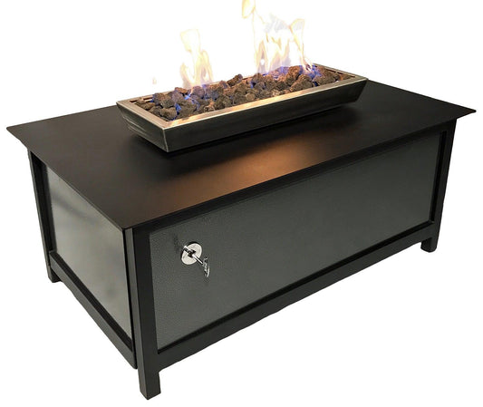 IMPACT Fire Table, Raven Black Frame, Silver Vein Powder Coated Side Panels - Impact Imports