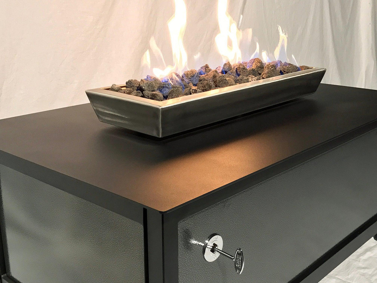 IMPACT Fire Table, Raven Black Frame, Silver Vein Powder Coated Side Panels - Impact Imports