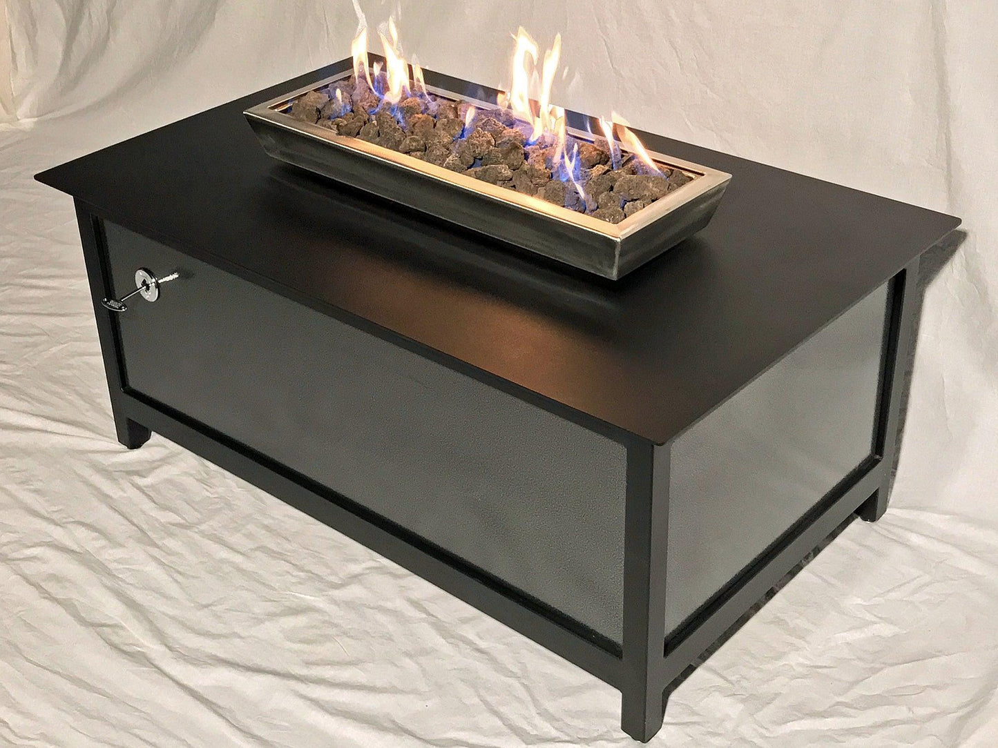 IMPACT Fire Table, Raven Black Frame, Silver Vein Powder Coated Side Panels - Impact Imports