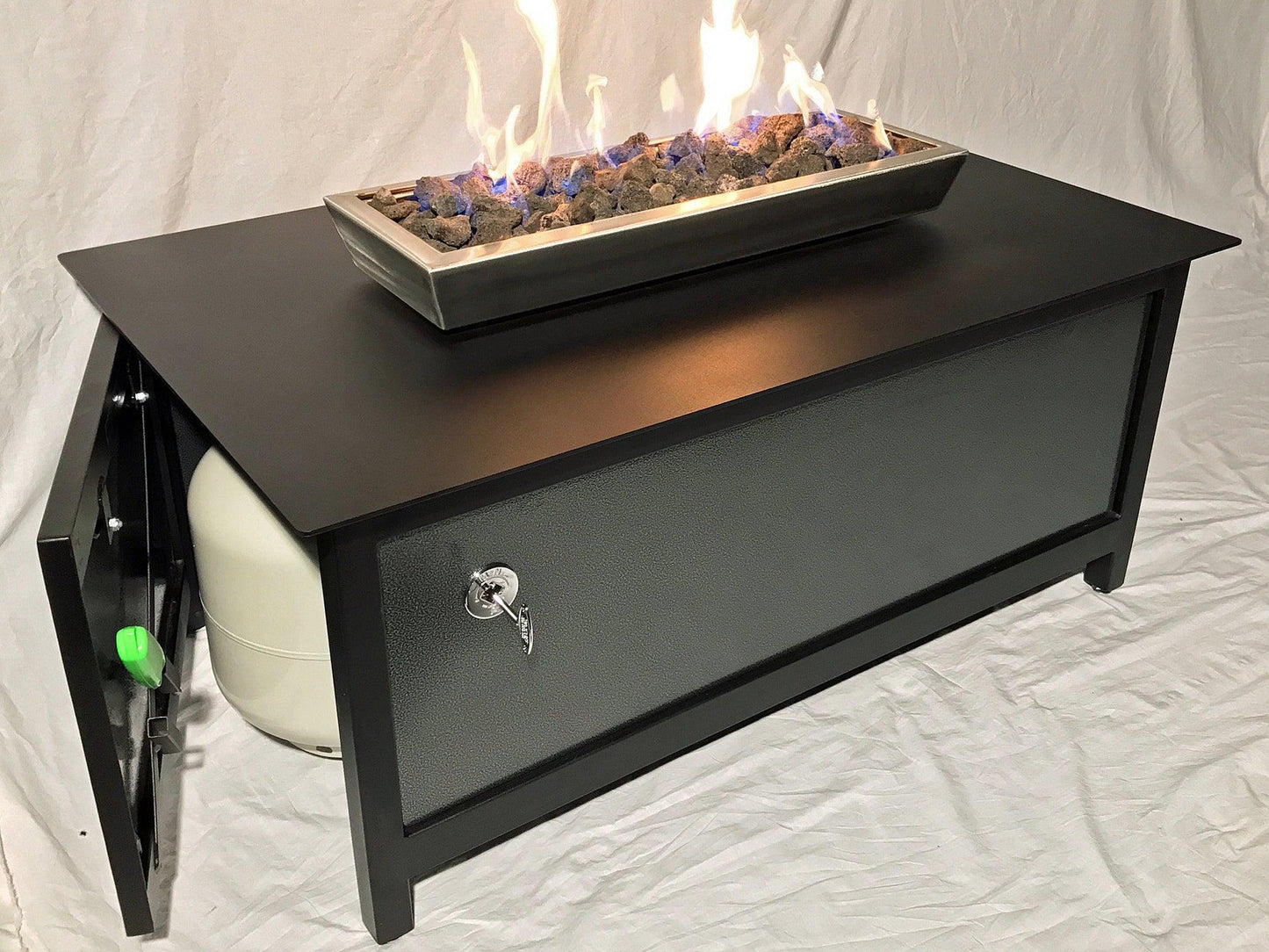 IMPACT Fire Table, Raven Black Frame, Silver Vein Powder Coated Side Panels - Impact Imports