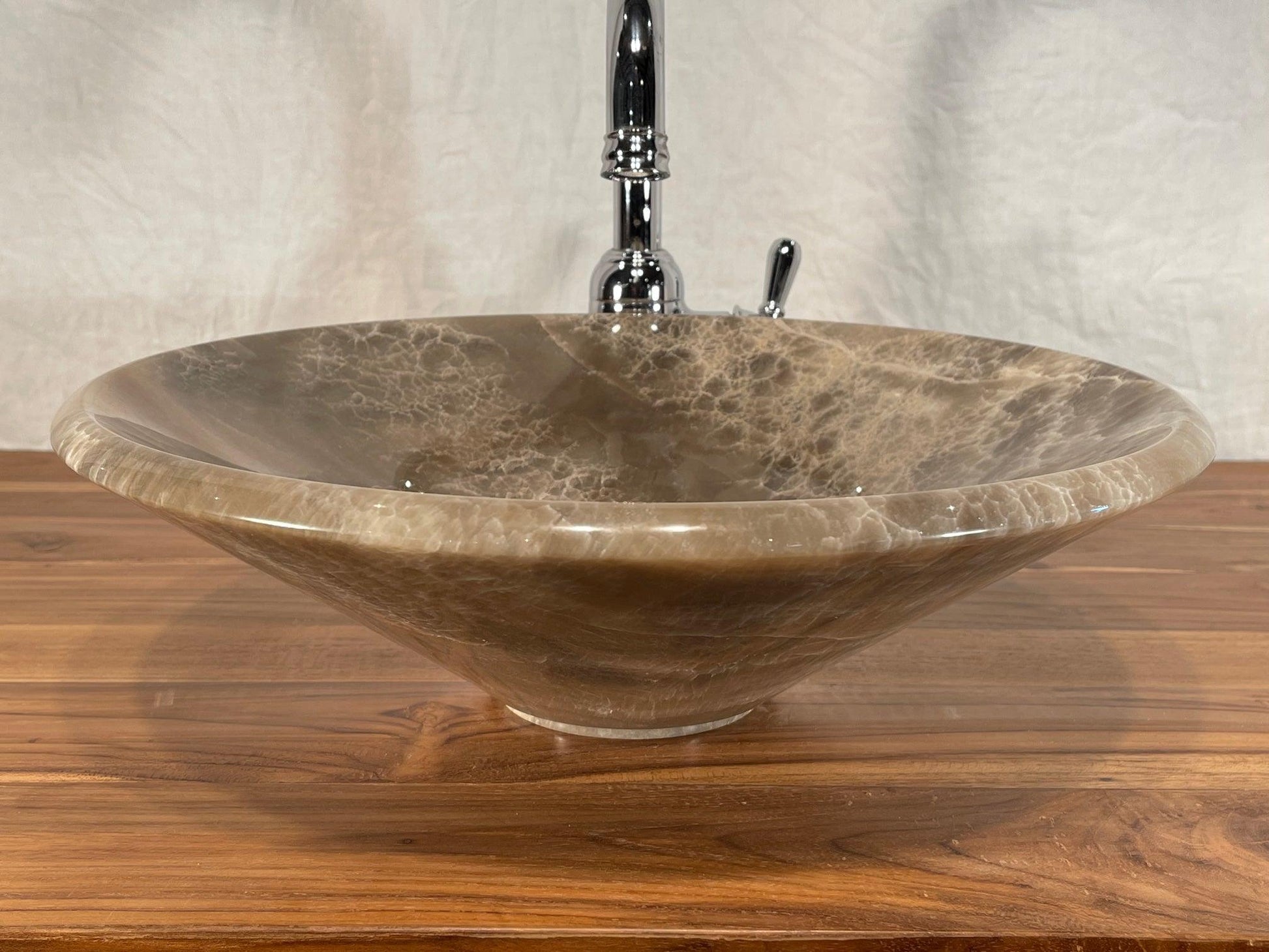 Mixed Gray Onyx Vessel Sink, Tapered, FMGO1 - Impact Imports