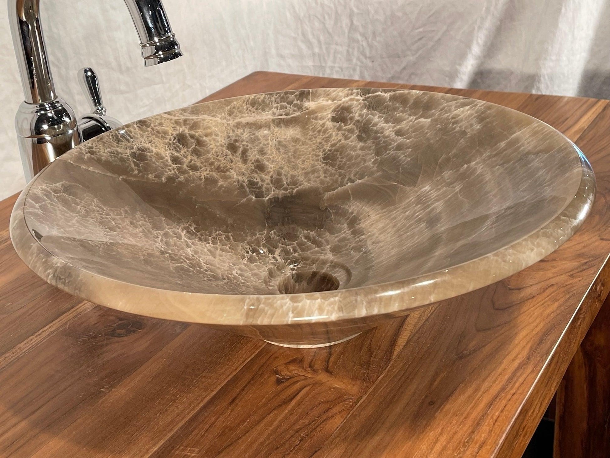 Mixed Gray Onyx Vessel Sink, Tapered, FMGO1 - Impact Imports