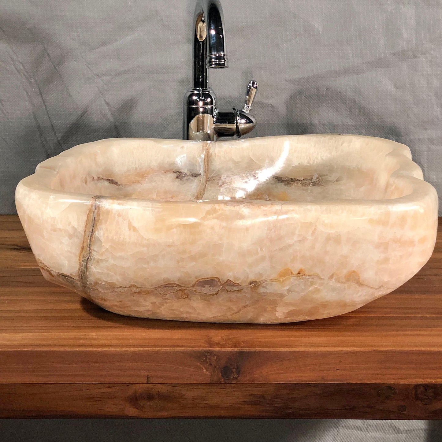 Mixed Honey Onyx Stone Vessel Sink, Organic Shape, MHO1 - Impact Imports