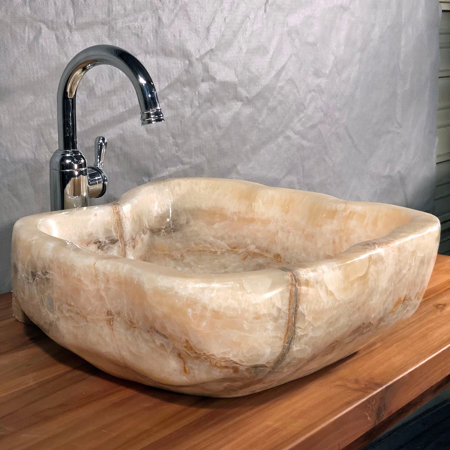 Mixed Honey Onyx Stone Vessel Sink, Organic Shape, MHO1 - Impact Imports