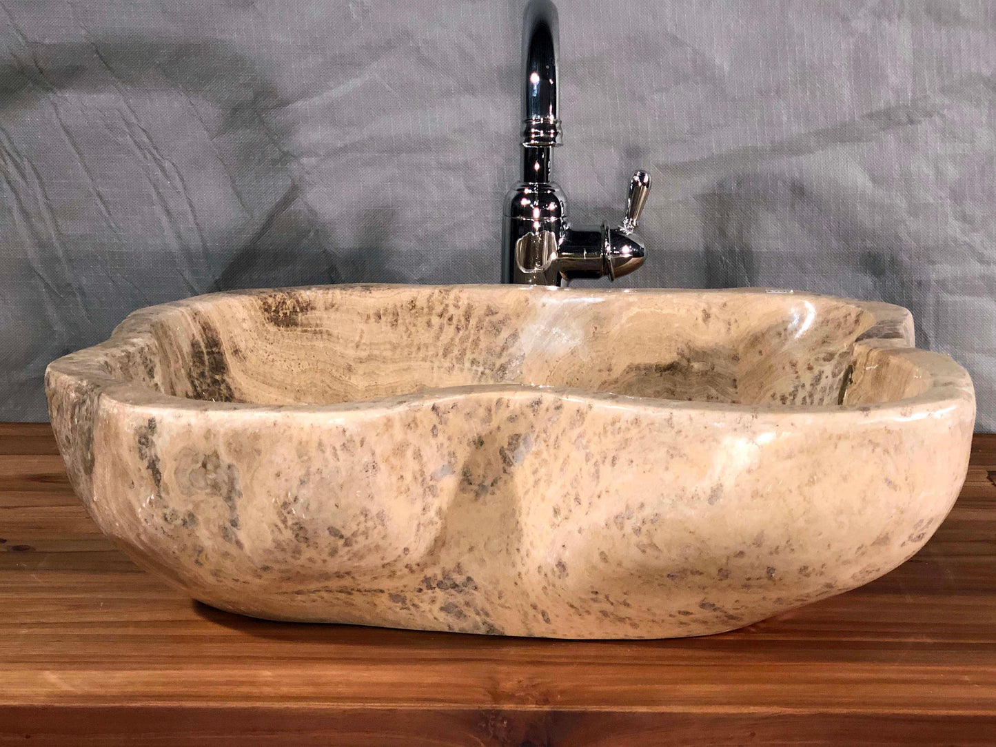 Mixed Marble & Onyx Brown Stone Vessel Sink, Organic Shape, MMO2 - Impact Imports
