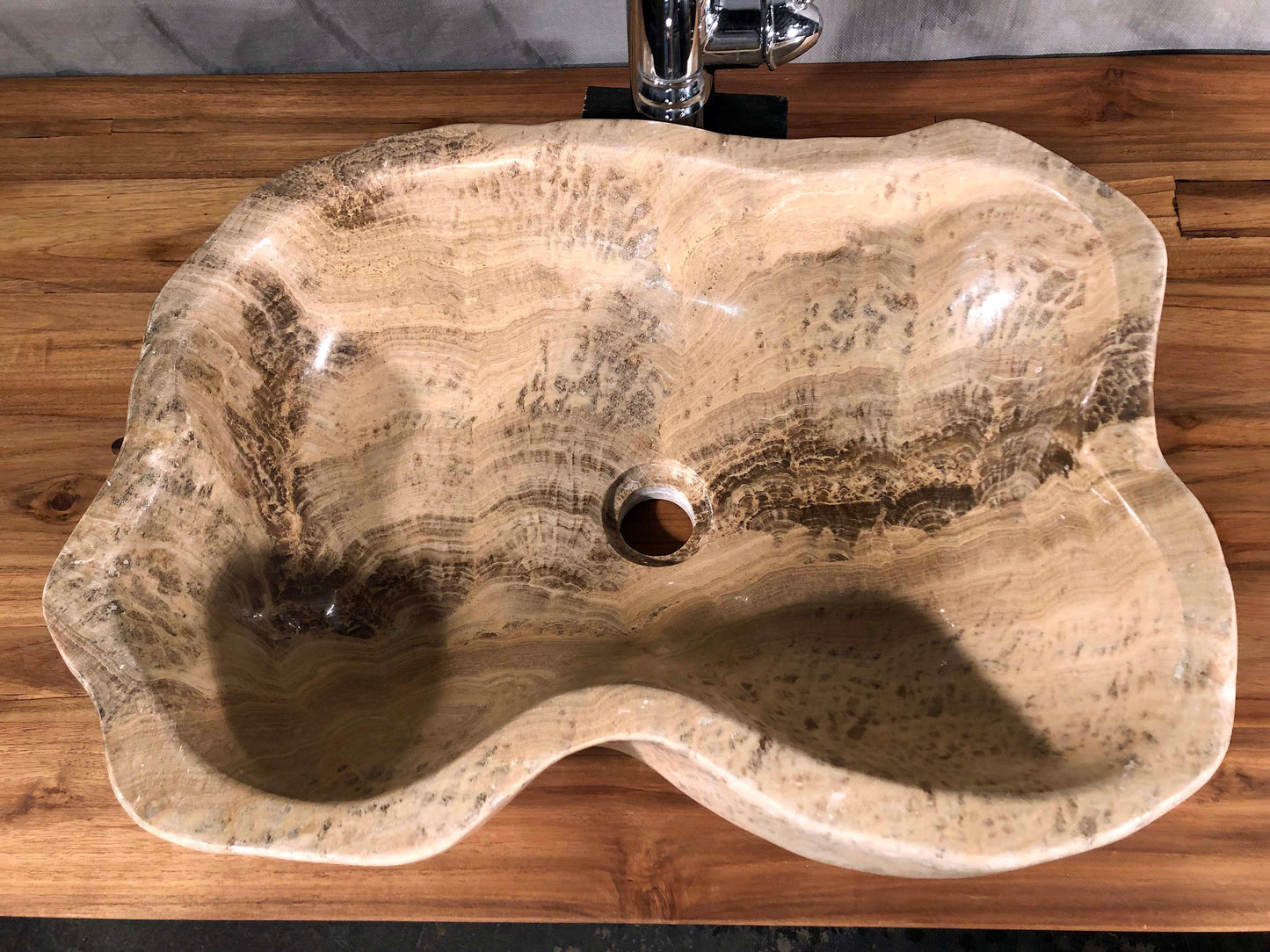 Mixed Marble & Onyx Brown Stone Vessel Sink, Organic Shape, MMO2 - Impact Imports