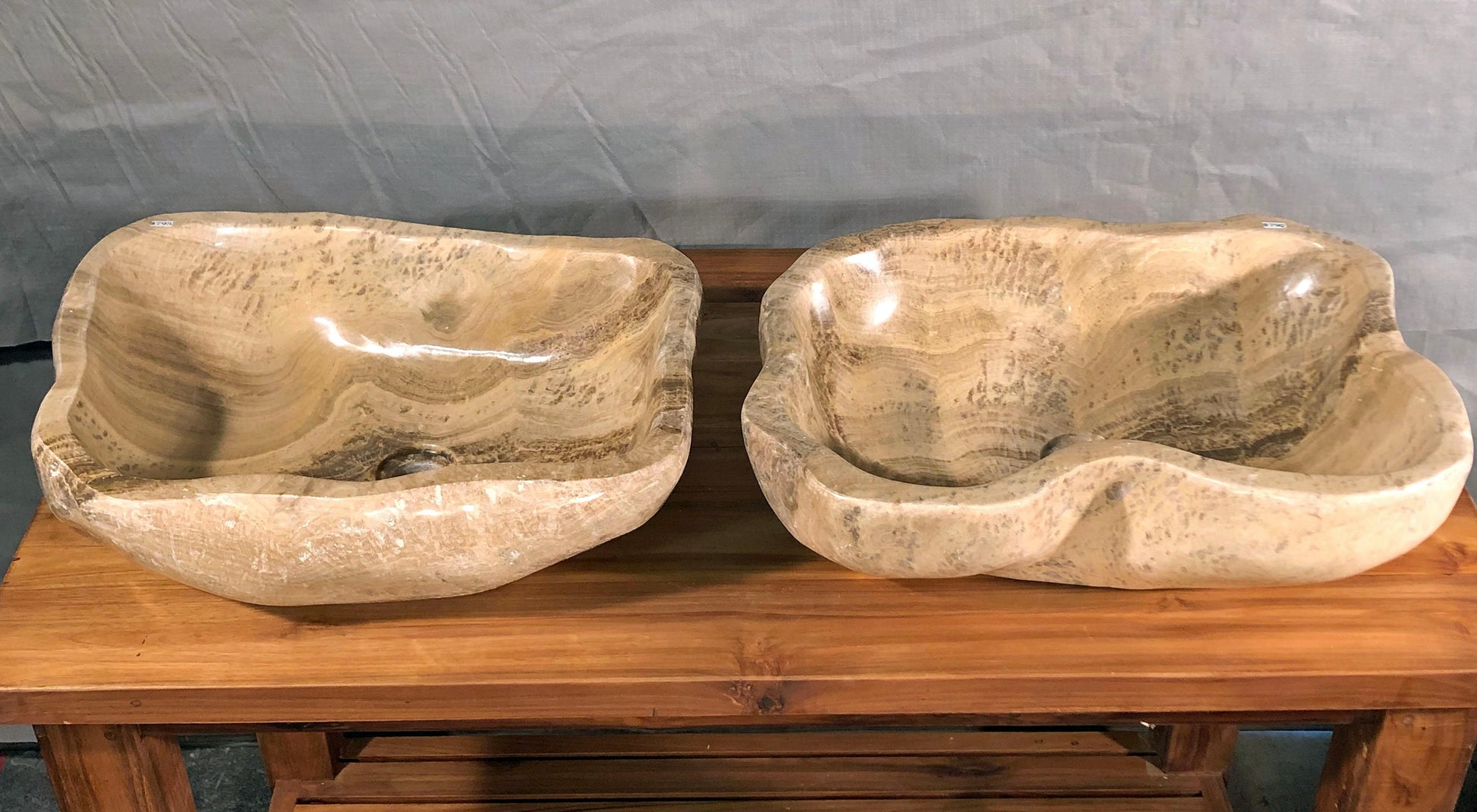 Mixed Marble & Onyx Brown Stone Vessel Sink, Organic Shape, MMO2 - Impact Imports