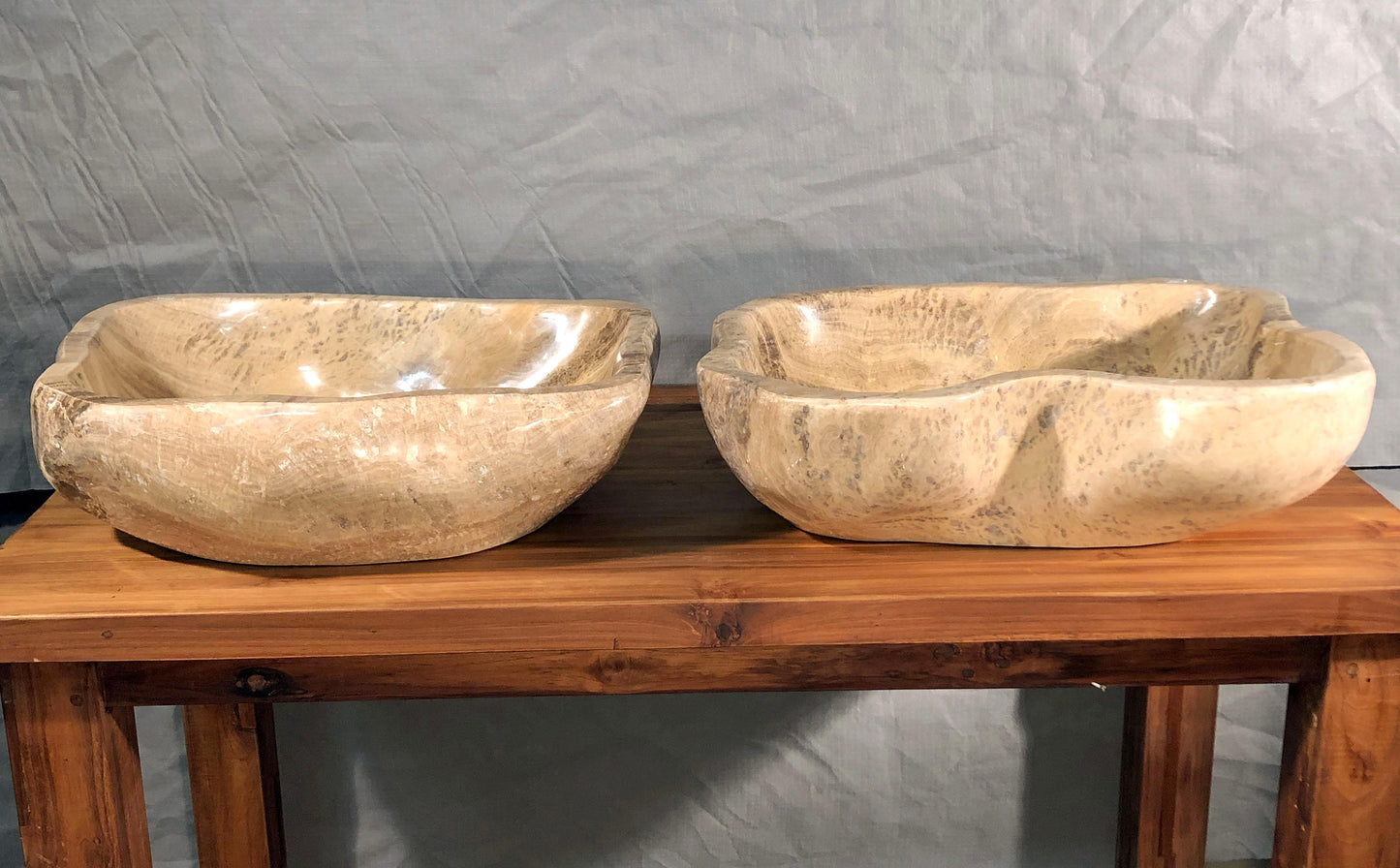 Mixed Marble & Onyx Brown Stone Vessel Sink, Organic Shape, MMO2 - Impact Imports