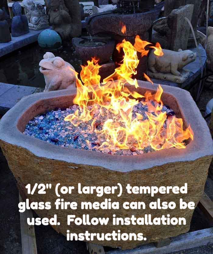 Natural Stone Gas Fire Pit, Andesite / Basalt - ANDFP02 - Impact Imports