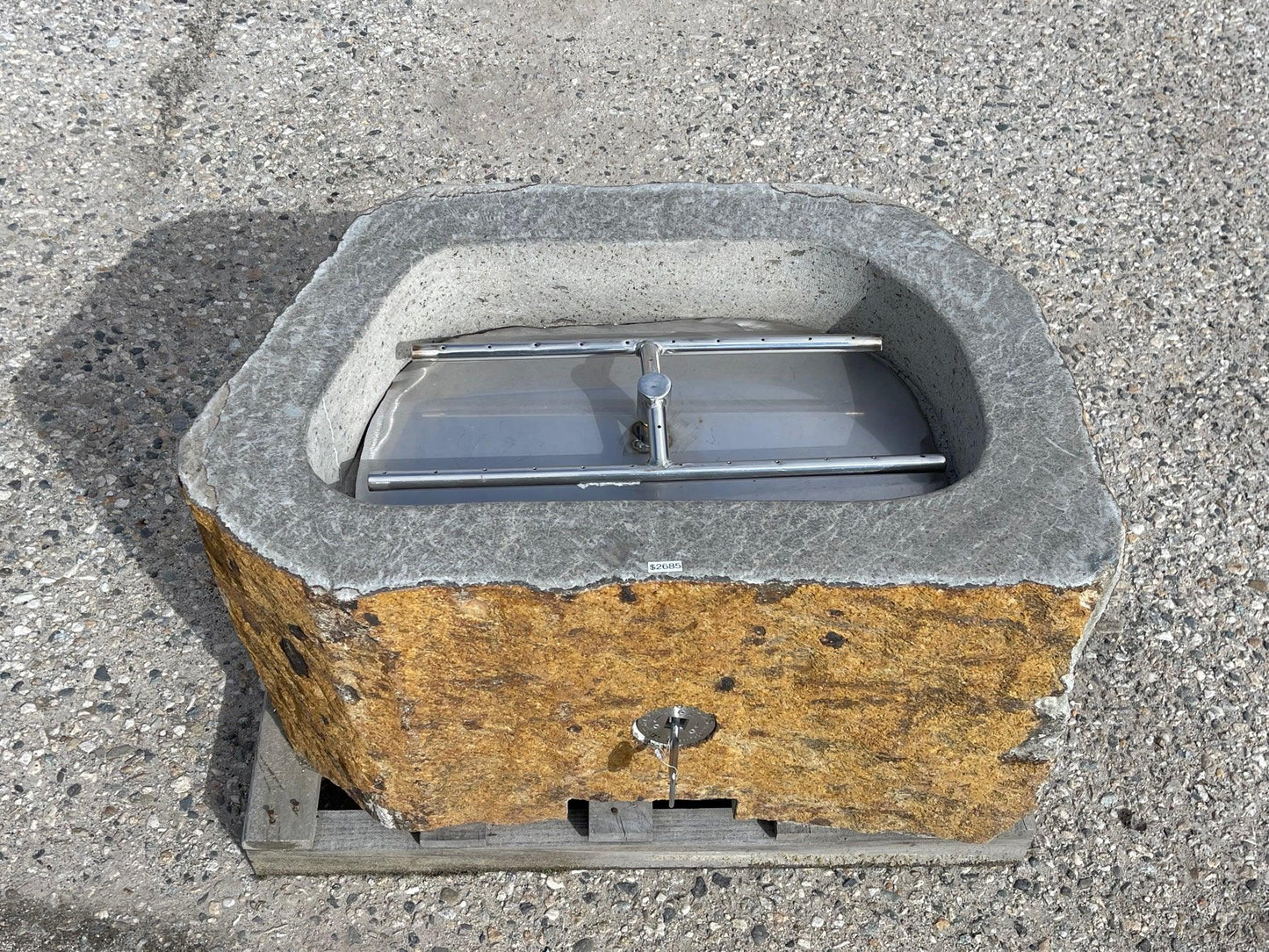 Natural Stone Gas Fire Pit, Andesite / Basalt - ANDFP02 - Impact Imports