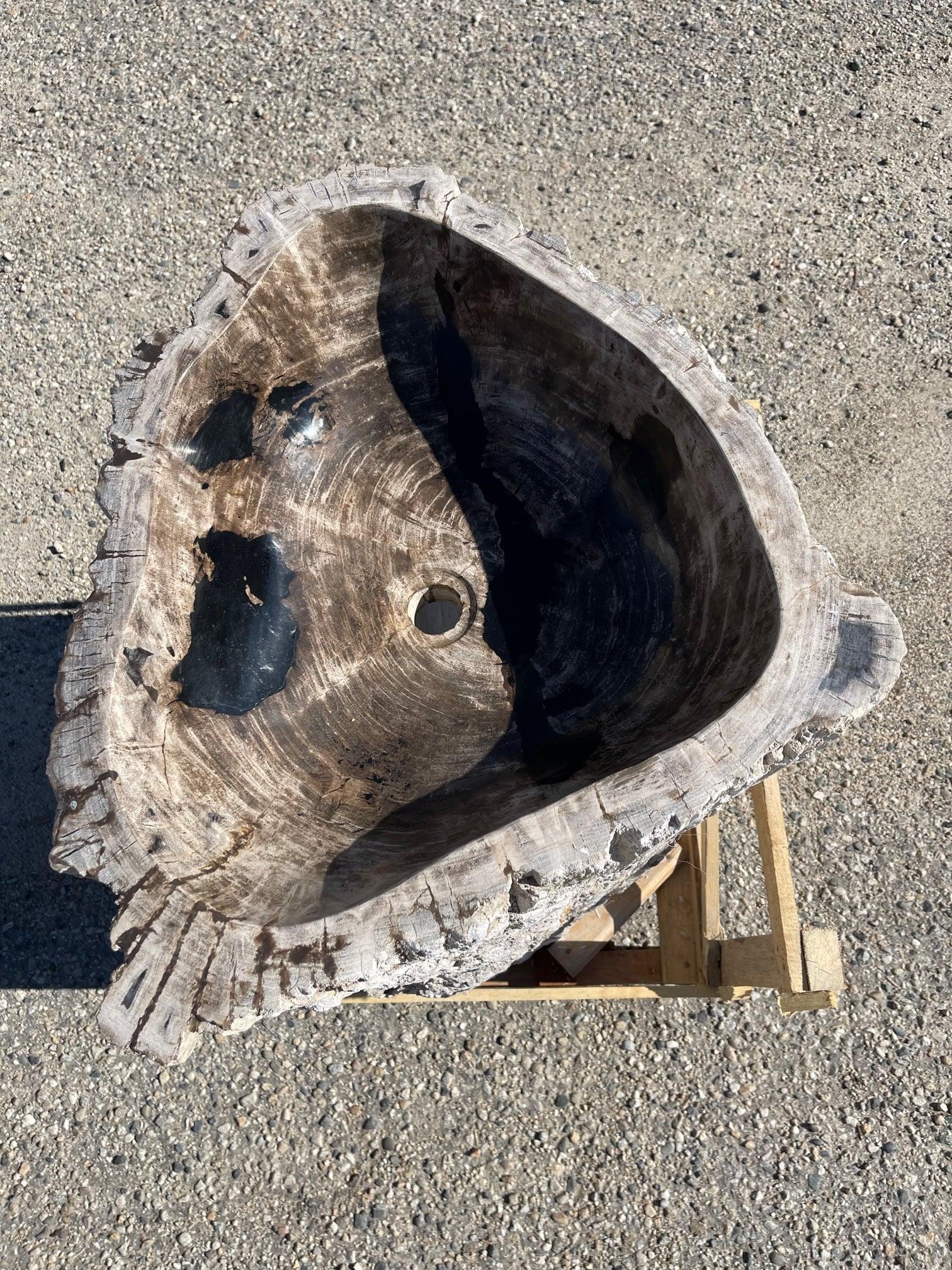 Petrified Wood Stone Pedestal Sink, PWPED01 - Impact Imports