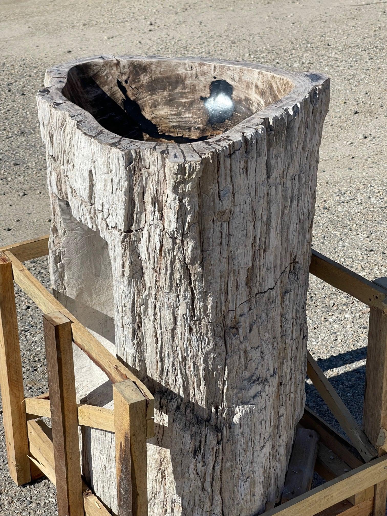 Petrified Wood Stone Pedestal Sink, PWPED01 - Impact Imports