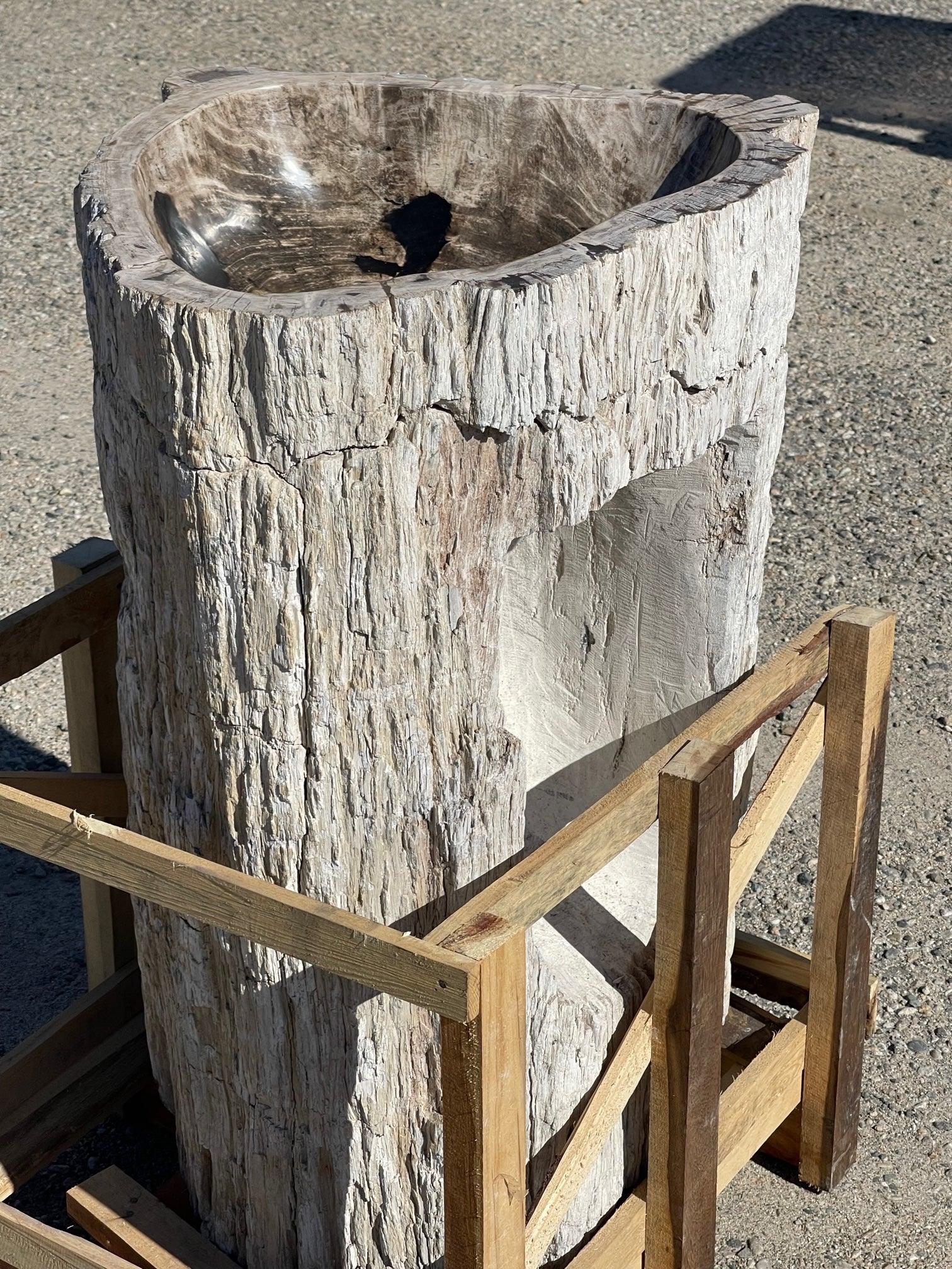 Petrified Wood Stone Pedestal Sink, PWPED01 - Impact Imports