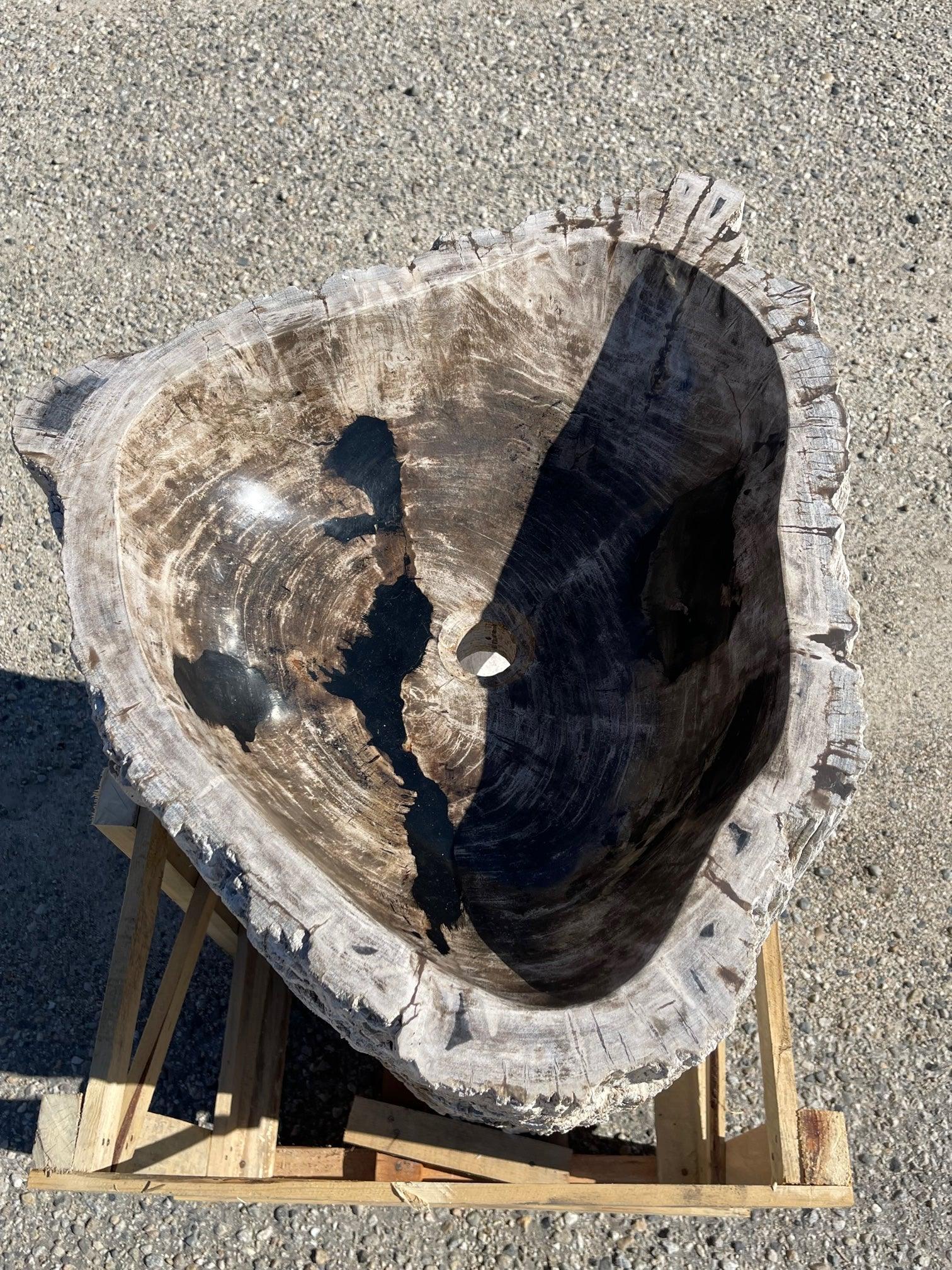 Petrified Wood Stone Pedestal Sink, PWPED01 - Impact Imports