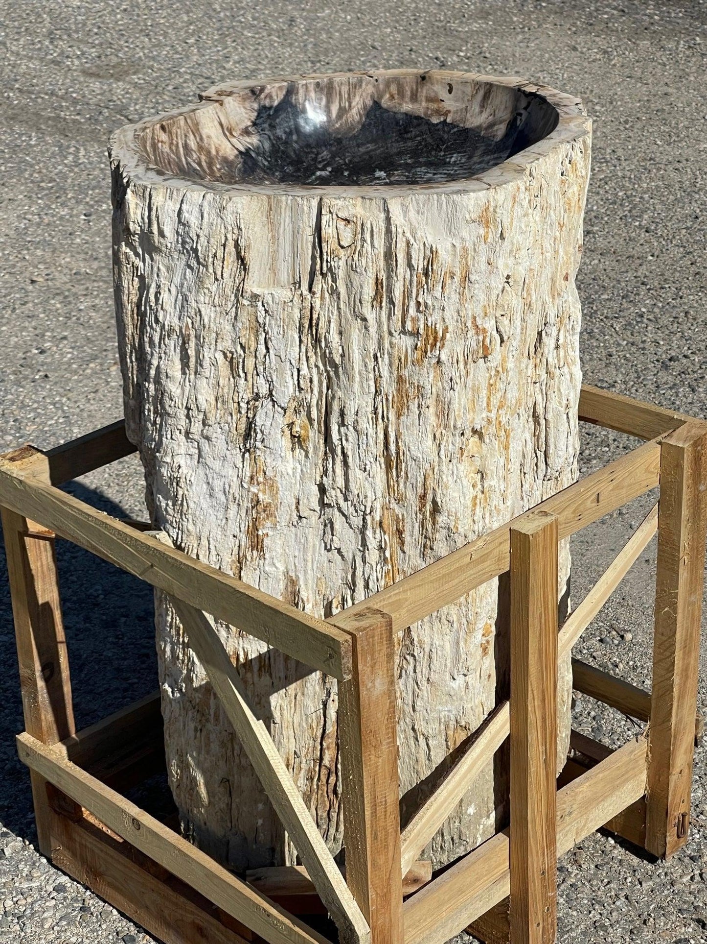 Petrified Wood Stone Pedestal Sink, PWPED02 - Impact Imports