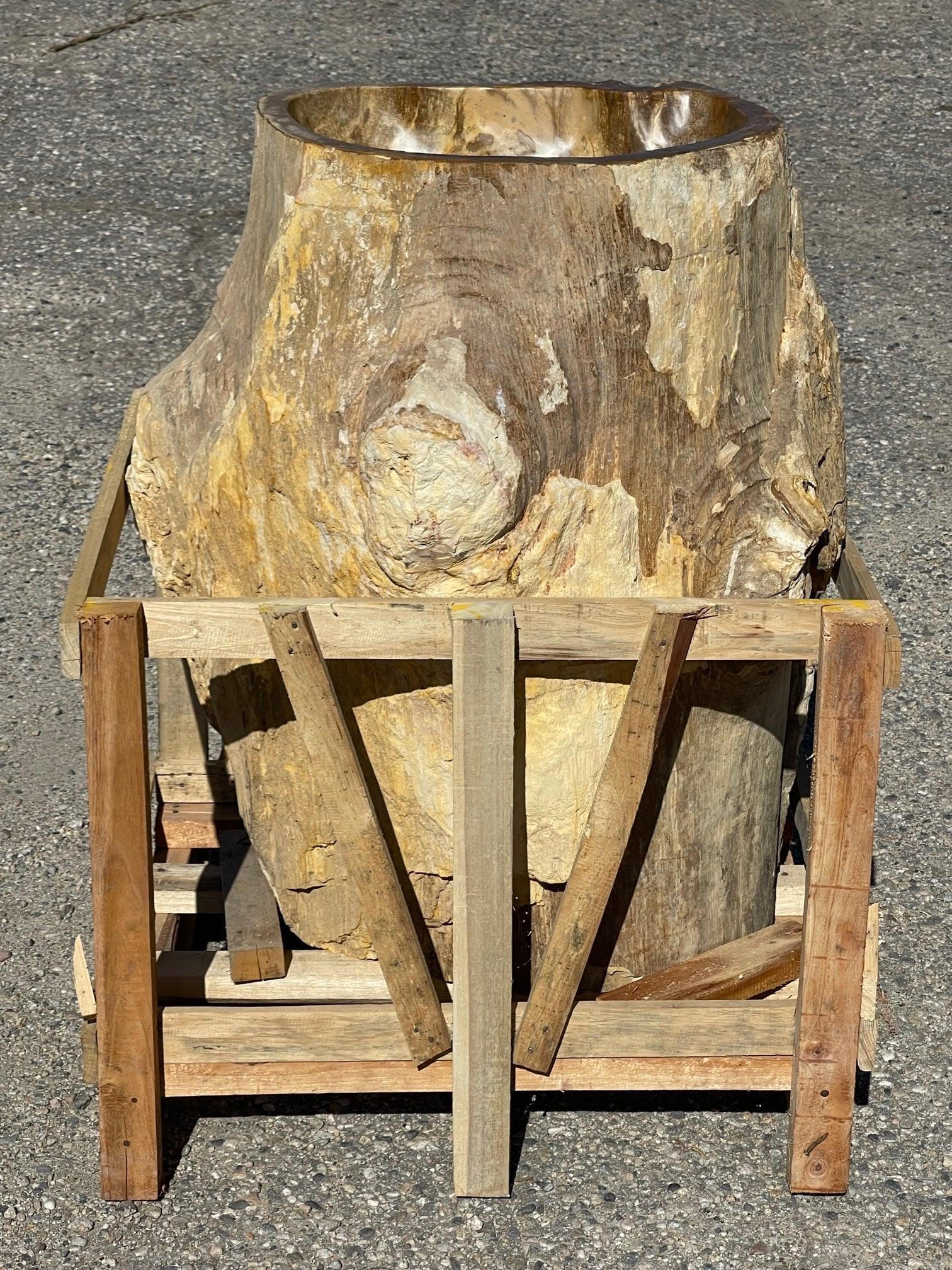 Petrified Wood Stone Pedestal Sink, PWPED03 - Impact Imports