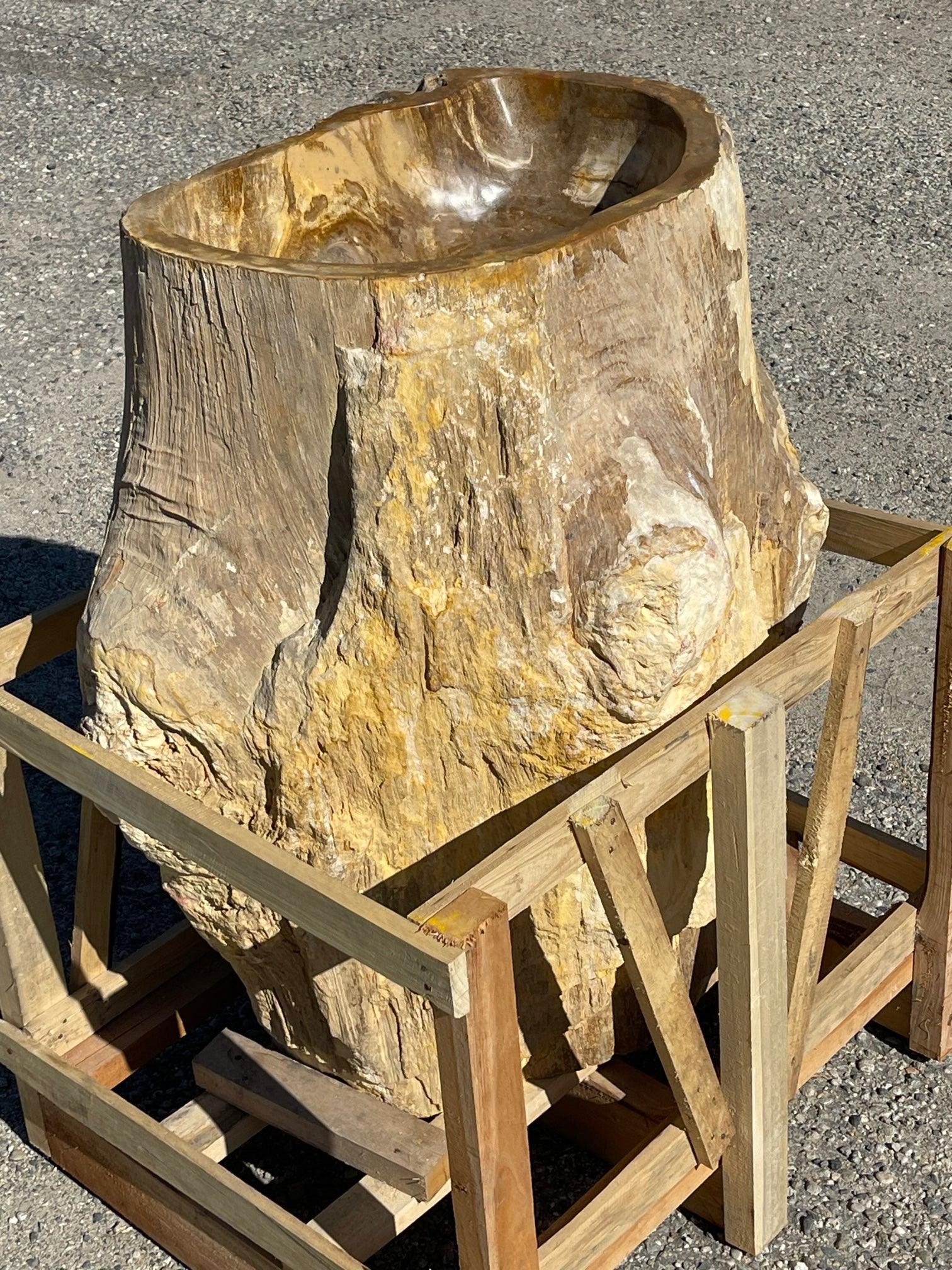 Petrified Wood Stone Pedestal Sink, PWPED03 - Impact Imports