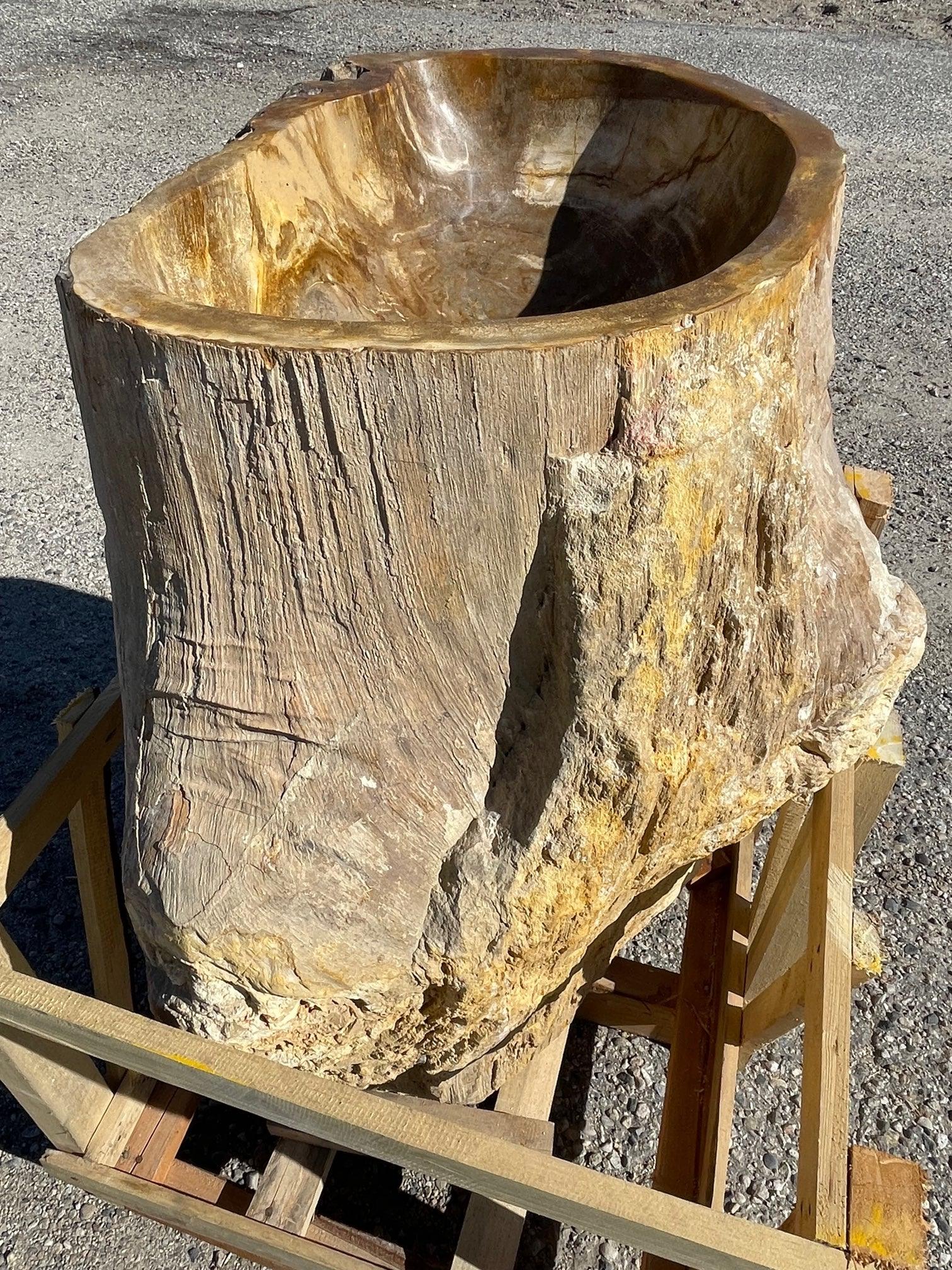 Petrified Wood Stone Pedestal Sink, PWPED03 - Impact Imports
