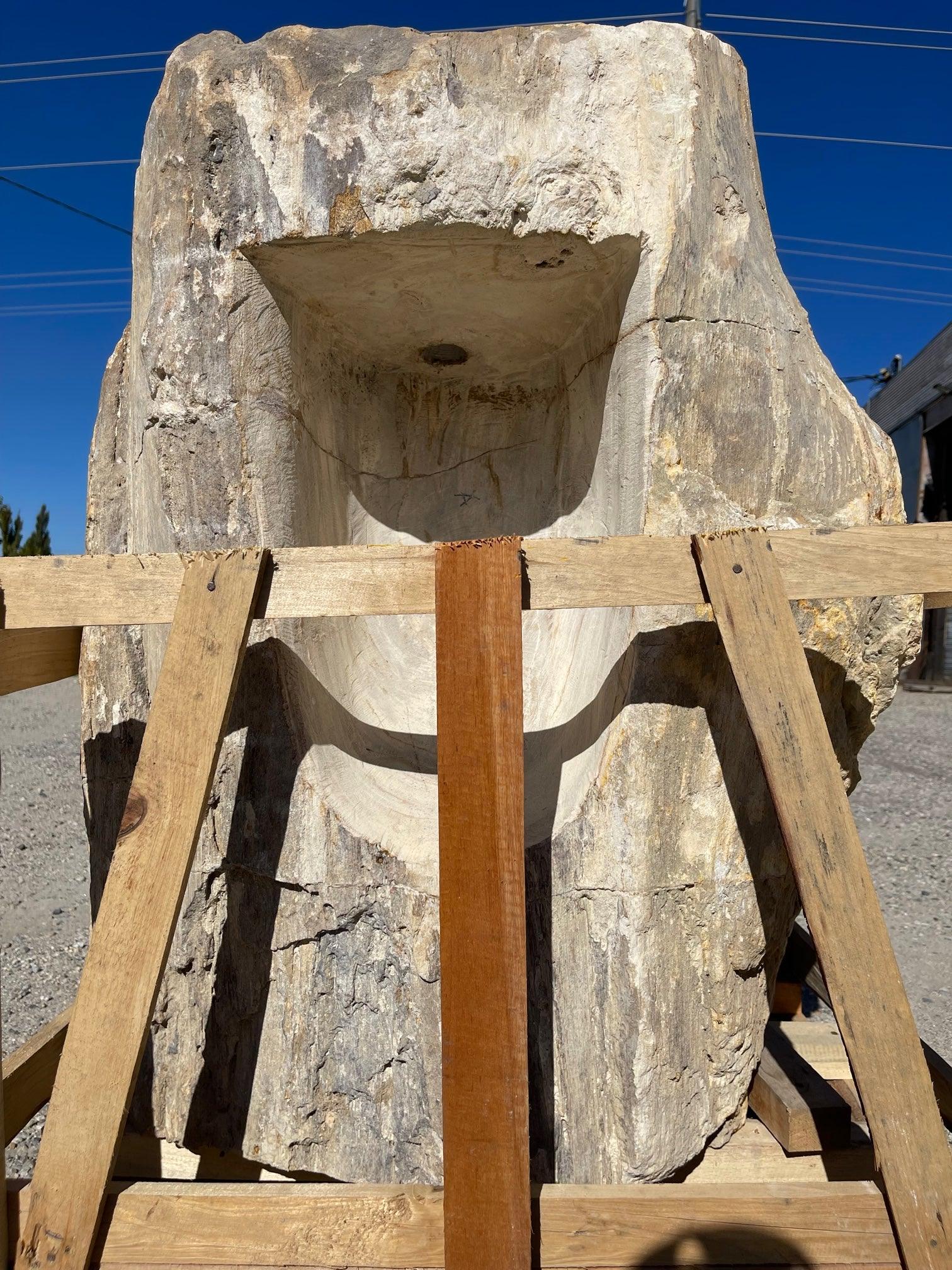 Petrified Wood Stone Pedestal Sink, PWPED03 - Impact Imports