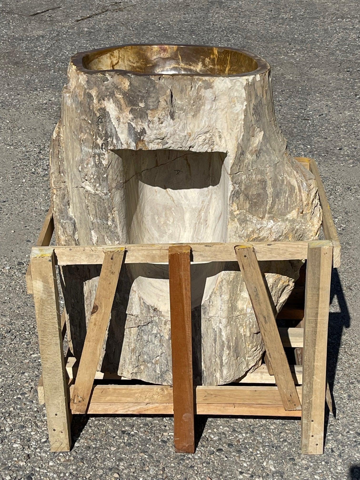 Petrified Wood Stone Pedestal Sink, PWPED03 - Impact Imports