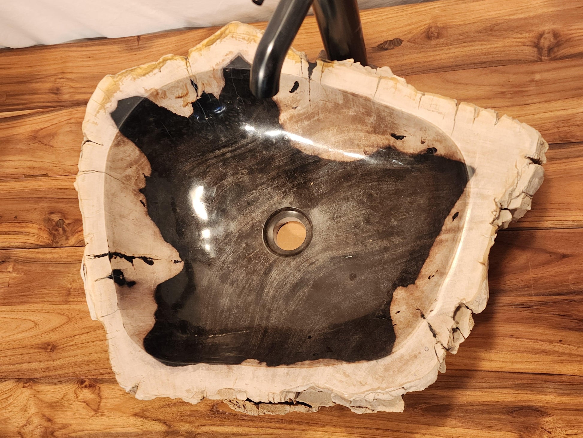 Petrified Wood Stone Vessel Sink, Black, PWBL4 - Impact Imports