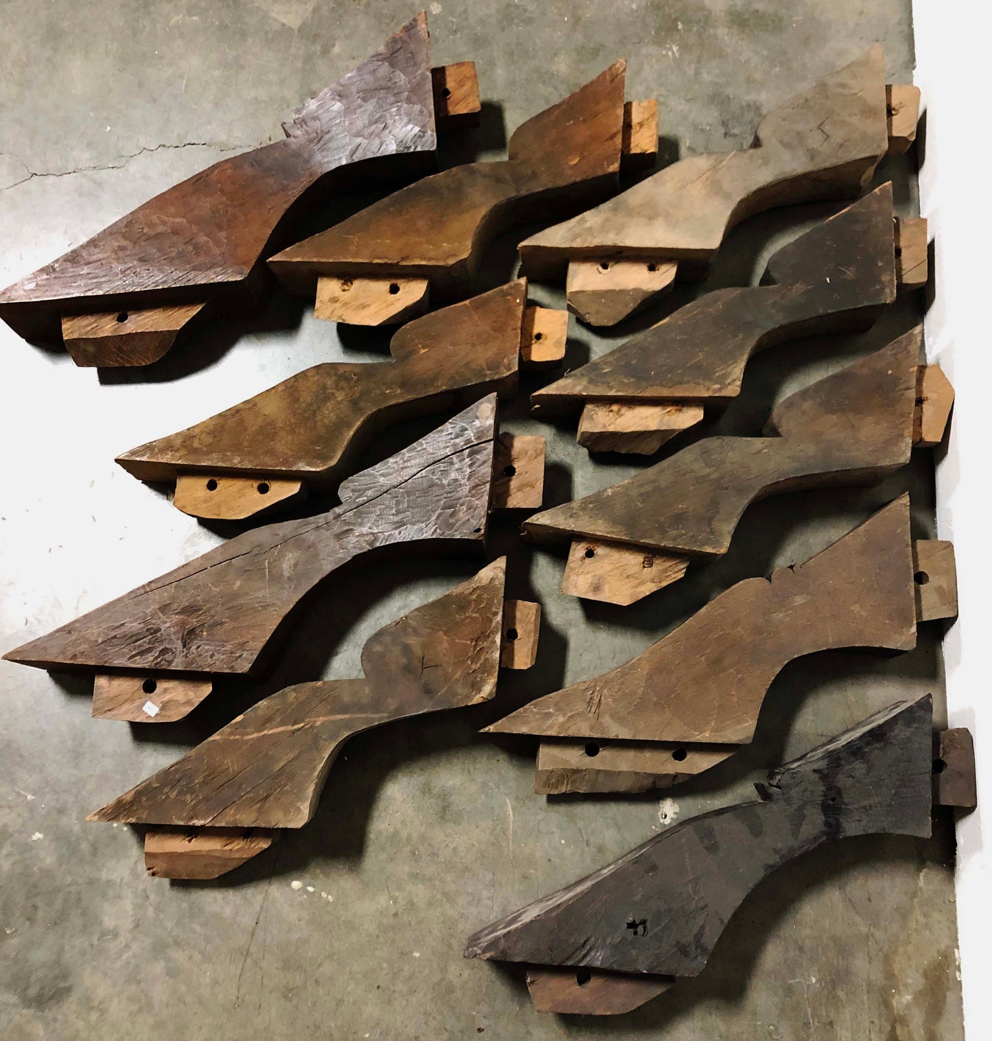 Reclaimed Teak Post & Beam Braces, Hand Carved, Original - Impact Imports