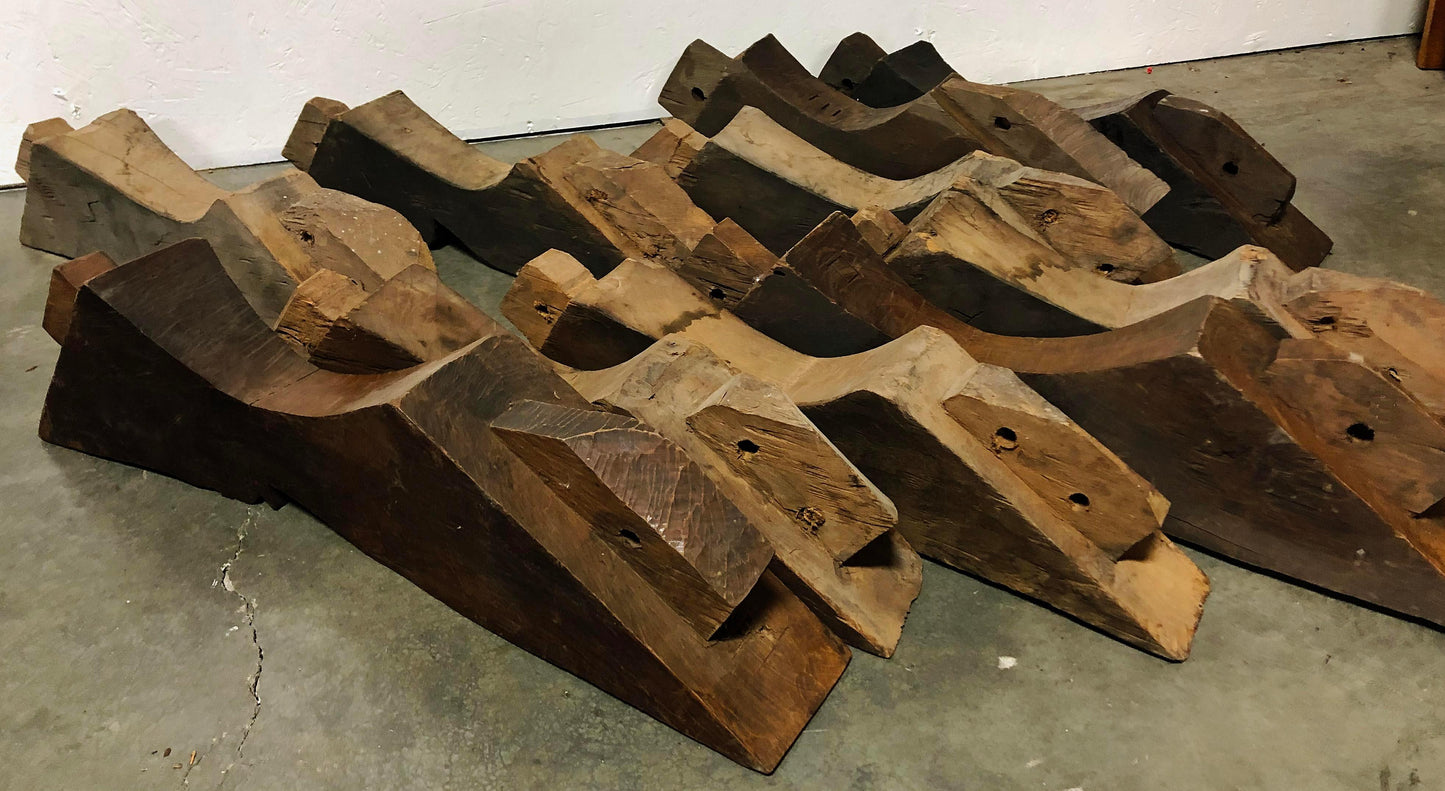 Reclaimed Teak Post & Beam Braces, Hand Carved, Original - Impact Imports