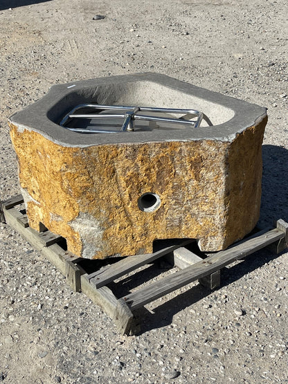 real stone propane or natural gas burning fire pit from Impact imports in Boise, Idaho