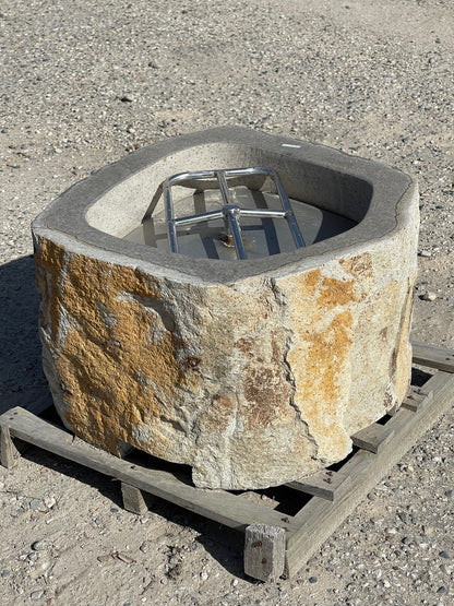 real stone propane or natural gas burning fire pit from Impact imports in Boise, Idaho