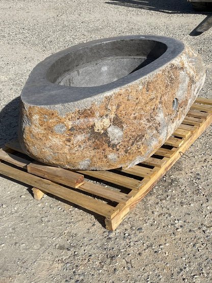 Large Real rock boulder or stone propane or natural gas burning fire pits from Impact Imports
