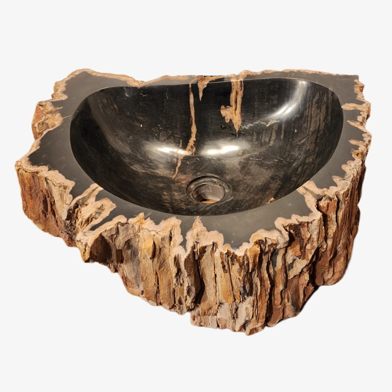 PETRIFIED WOOD STONE VESSEL BATHROOM SINKS