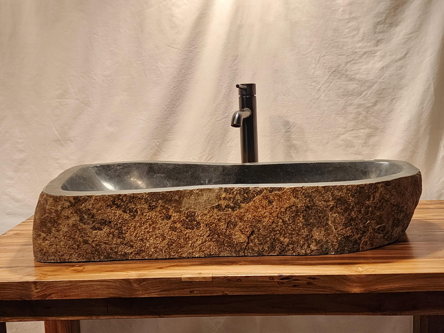 Andesite Natural Stone Vessel Sink Extra Long, ANDXL2 - Impact Imports