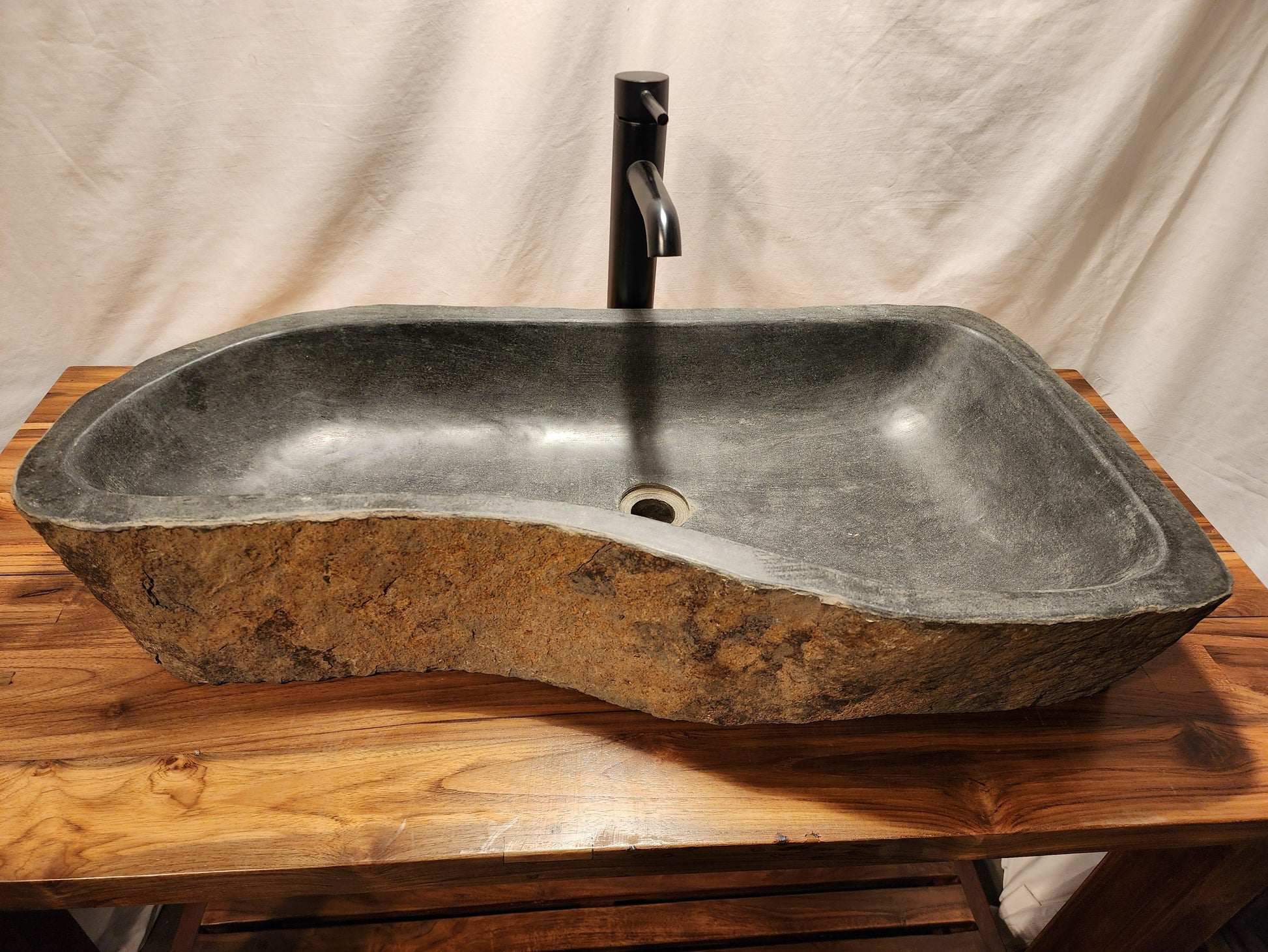 Andesite Natural Stone Vessel Sink Extra Long, ANDXL3 - Impact Imports