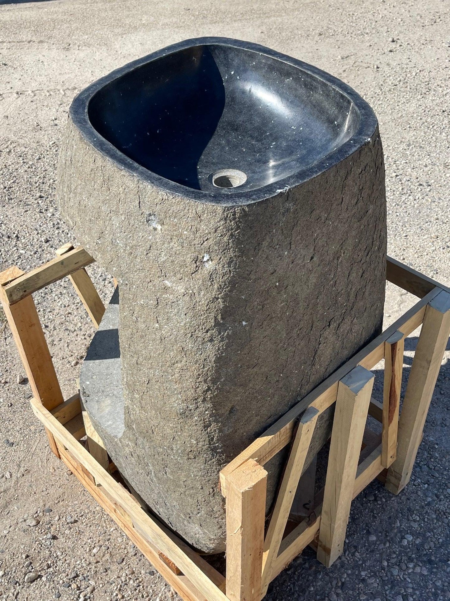 Andesite Stone Pedestal Sink, APED2 - Impact Imports