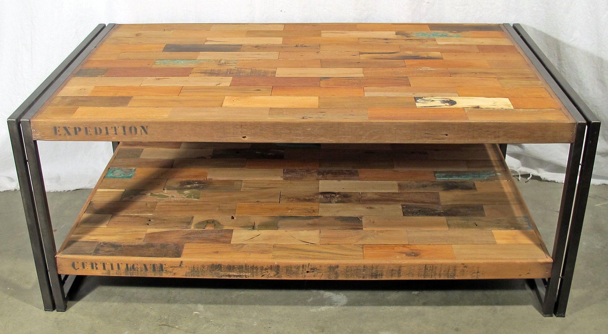 Boat Wood Coffee Table, 2 Shelf, Rectangular Shape - SAMUDRA Collection - Impact Imports