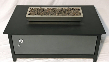 IMPACT Fire Table, Raven Black Frame, Silver Vein Powder Coated Side Panels - Impact Imports