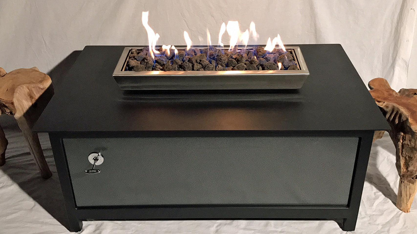 IMPACT Fire Table, Raven Black Frame, Silver Vein Powder Coated Side Panels - Impact Imports