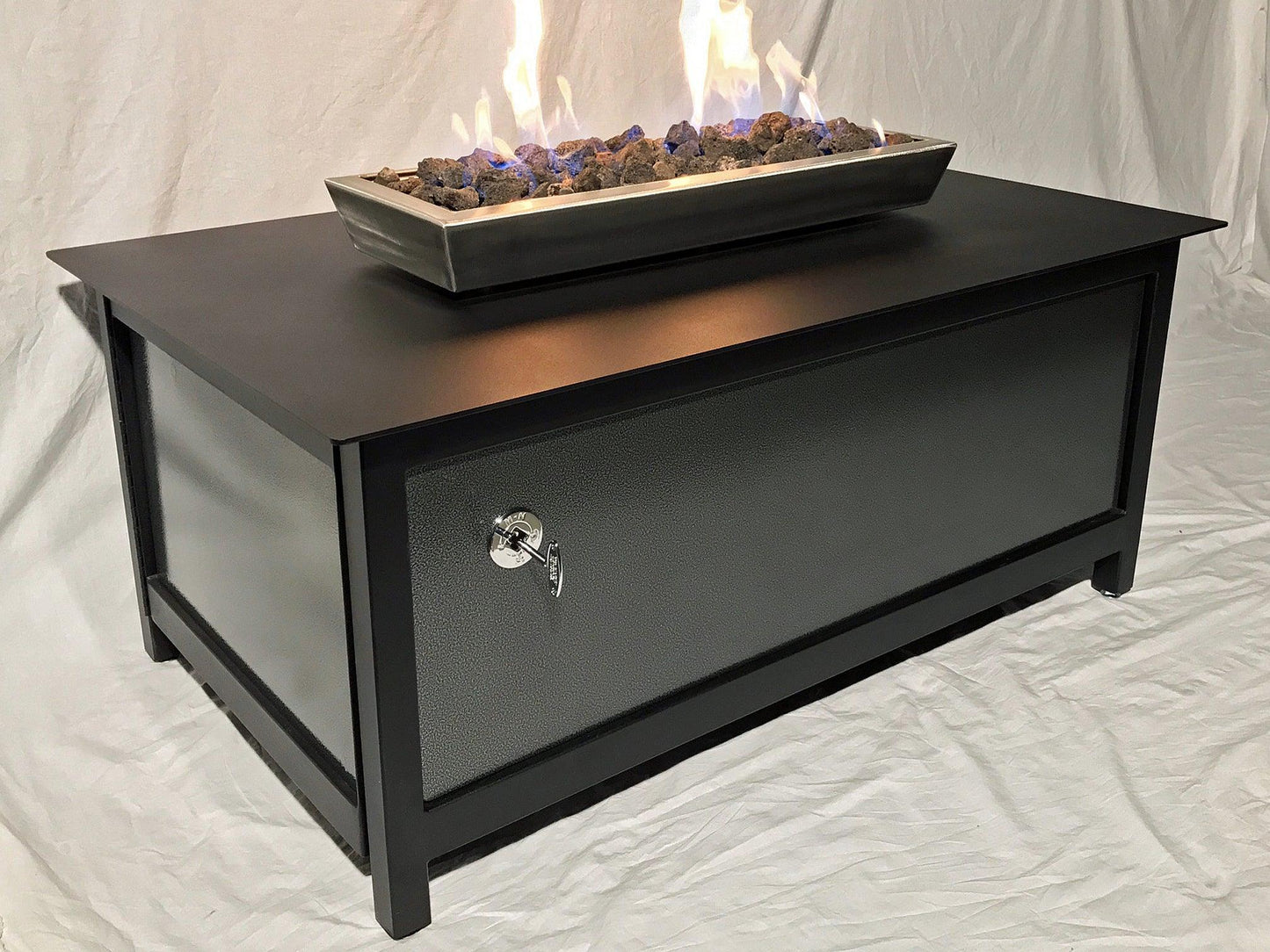 IMPACT Fire Table, Raven Black Frame, Silver Vein Powder Coated Side Panels - Impact Imports