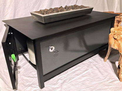 IMPACT Fire Table, Raven Black Frame, Silver Vein Powder Coated Side Panels - Impact Imports