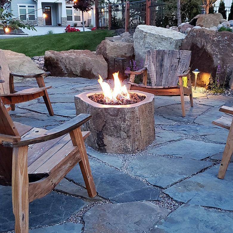 Long, Narrow Natural Stone Gas Fire Pit, Andesite / Basalt - ANDE-L004 - Impact Imports