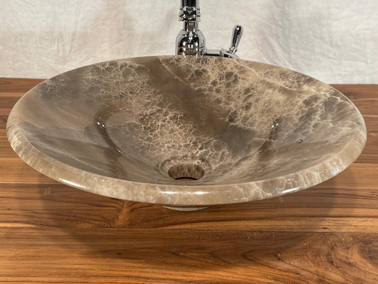 Mixed Gray Onyx Vessel Sink, Tapered, FMGO1 - Impact Imports